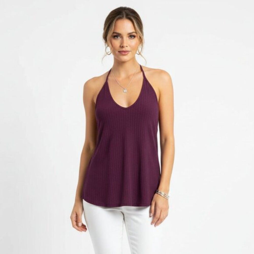 Free People Intimately Purple Ribbed Racerback Tank Top NEW XS - Picture 1 of 6